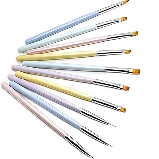 10pcs Nail Art Brushes Set, Nail Brushes for Nail Art, Flat Brush Liner Brush Oblique Oval 3d Art Brush, Nail Brush for Acrylic Application Nail Design Kit Builder Gel Nail Tools