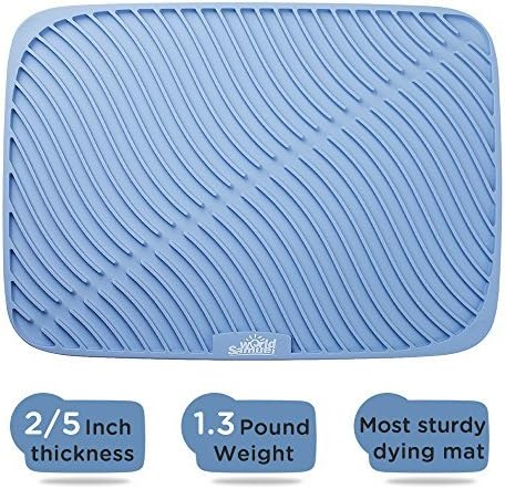 Samuelworld Large Size Dish Drying Mat Silicone Counter Mat High Ridges for Better Aeration, 0.4 Inch Thickness