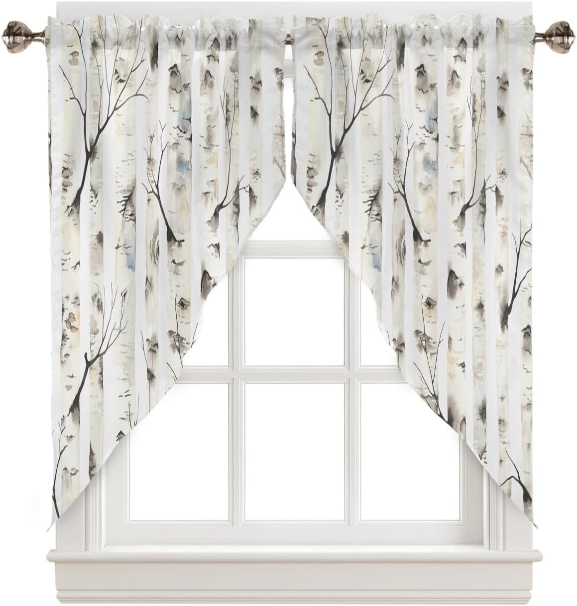 Christmas Curtains Swag Valance Winter Silver Birch
