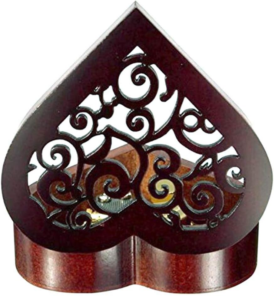 Pursuestar Amazing Grace Music Box, Heart Shaped Vintage Hollow Out Wood Mechanism Wind Up Musical Box Gifts for Birthday Christmas Wedding Valentine's Day - Image 7