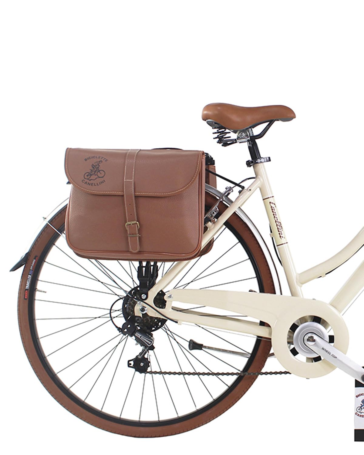 Canellini - Bicicleta de ciudad vintage, estilo retro, Dolce Vita Oldstyle, de aluminio, para mujer, con bolsas y cesta de ruedas de 28 pulgadas
