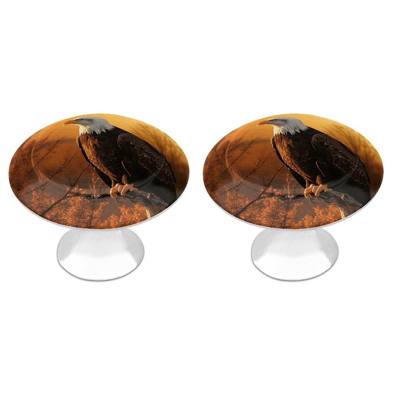 Vstadank Style Golden Sunset Bald Eagle Cabinet Knobs Round Wardrobe Pulls Simple Drawer Handles With Screw Aluminum Alloy Closet Door Pull Modern Cabinet Hardware For Dresser Drawers 2 Pack