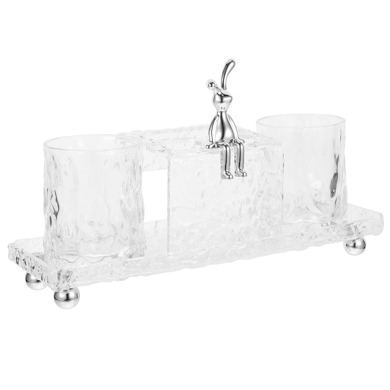 Soporte para Cepillos de Dientes con Bandeja y Dos Tazas Acrílico