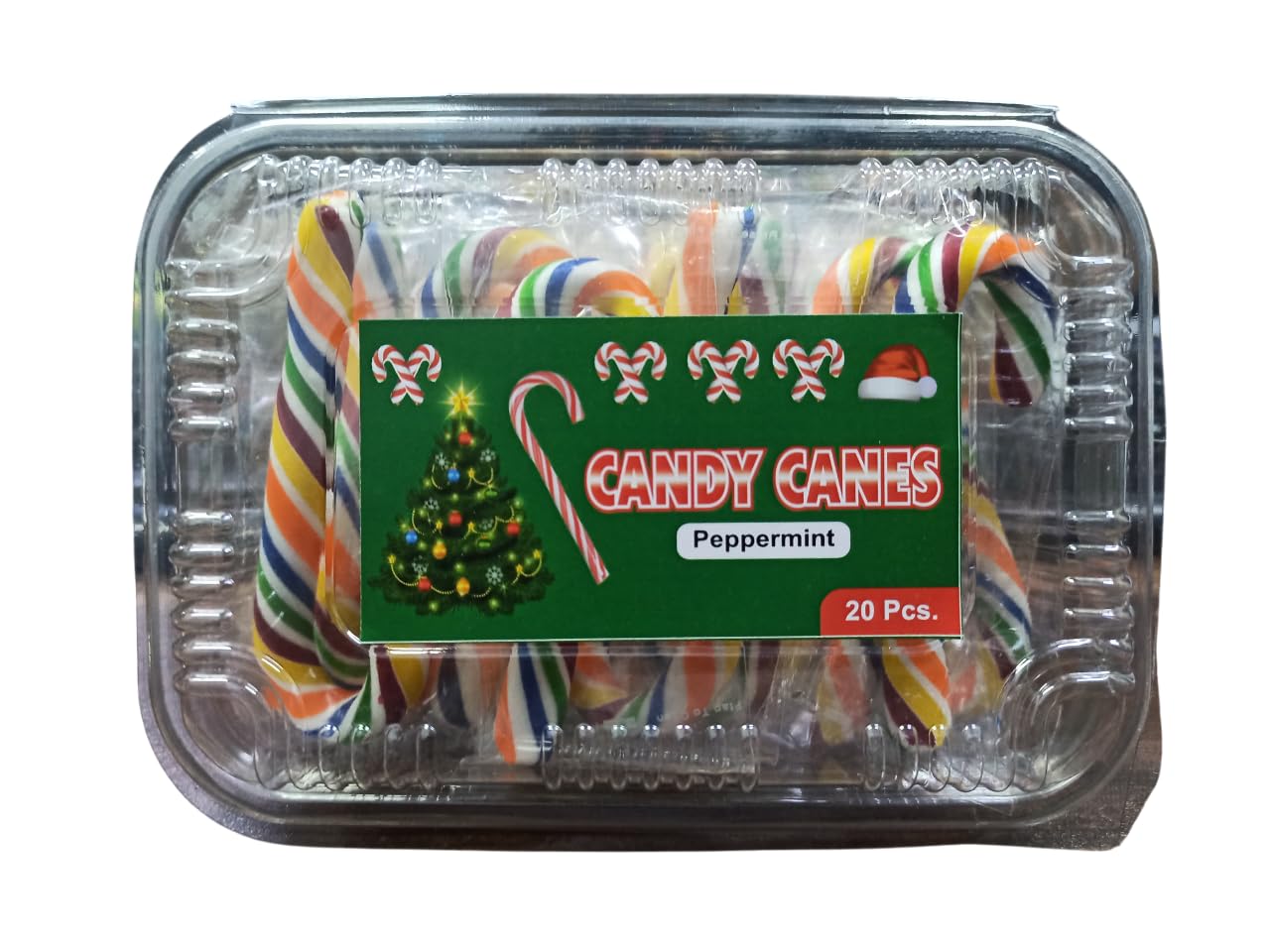 Candy Canes Peppermint Flavored Hard Candy Yellow Orange Blue White Green Usually Stripes Christmas Tree 20 Sticks 200gm