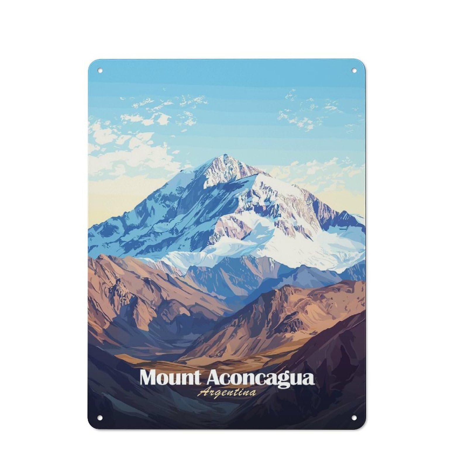 Cosy Mount Aconcagua, Argentina Metal Plaque 40x30cm, Kitchen Wall Decor for Kitchen, Cafe, Pantry Or Dining Room