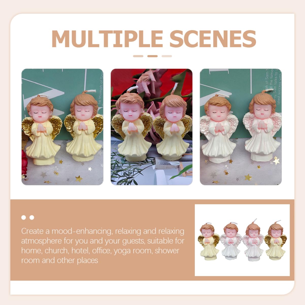 Gatuida 4 Velas de Ángel para Decoración Creativa y Divertida para Tartas de Cumpleaños Infantiles Hechas de Parafina en Fiestas y Postres