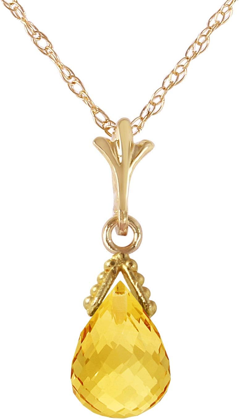 Galaxy Gold GG 14k Solid Gold Jewelry Set: Natural Briolette Citrine Pendant Necklace and Dangle Earrings - Image 2