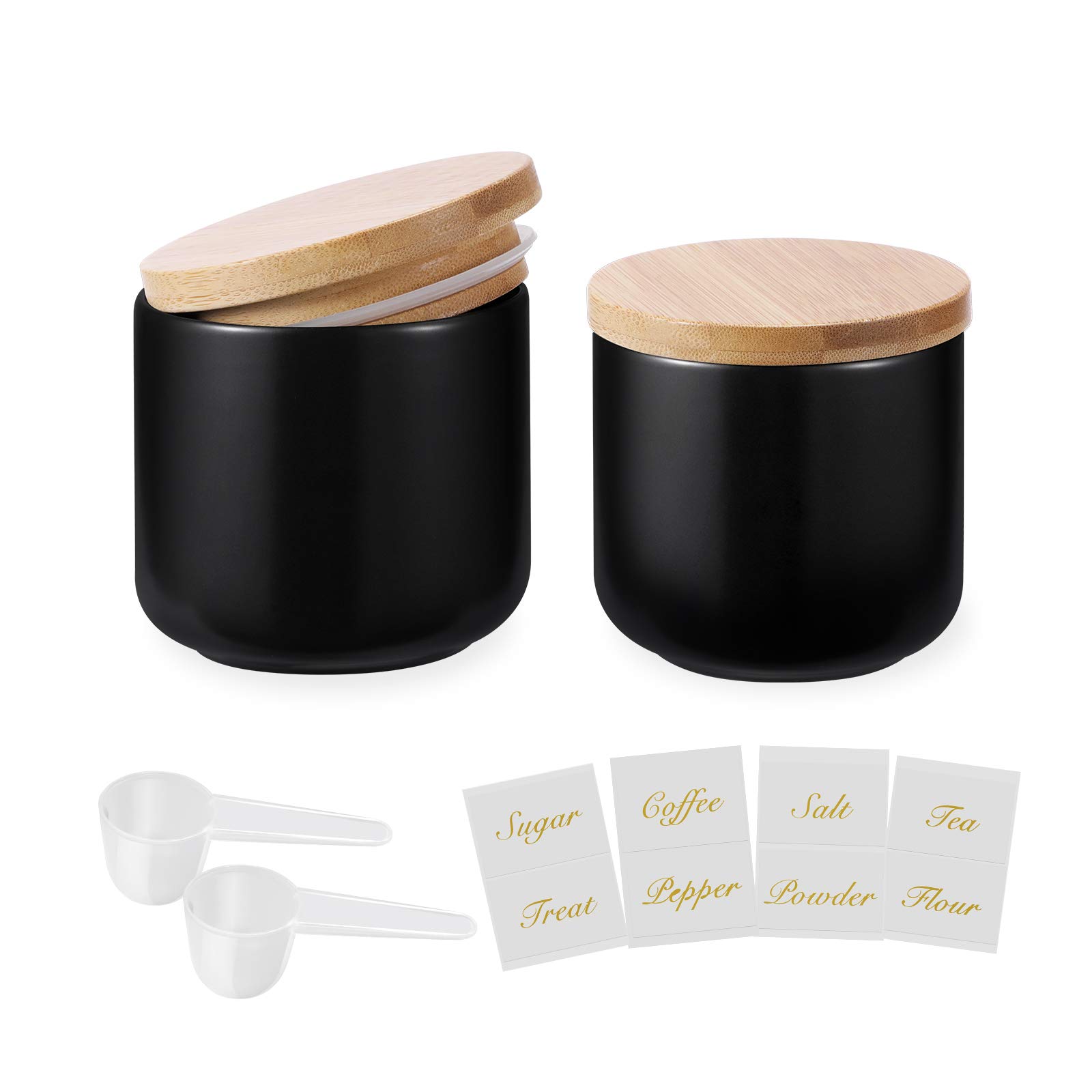 Buy Kitchen Canisters with Bamboo Lids, Airtight Ceramic Canister Set, Coffee, Sugar, Tea, Flour