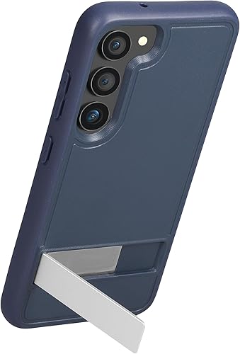 Miniatura 1 de kwmobile Funda compatible con Samsung Galaxy S23 con soporte, carcasa rígida con parachoques suave y soporte, color azul oscuro