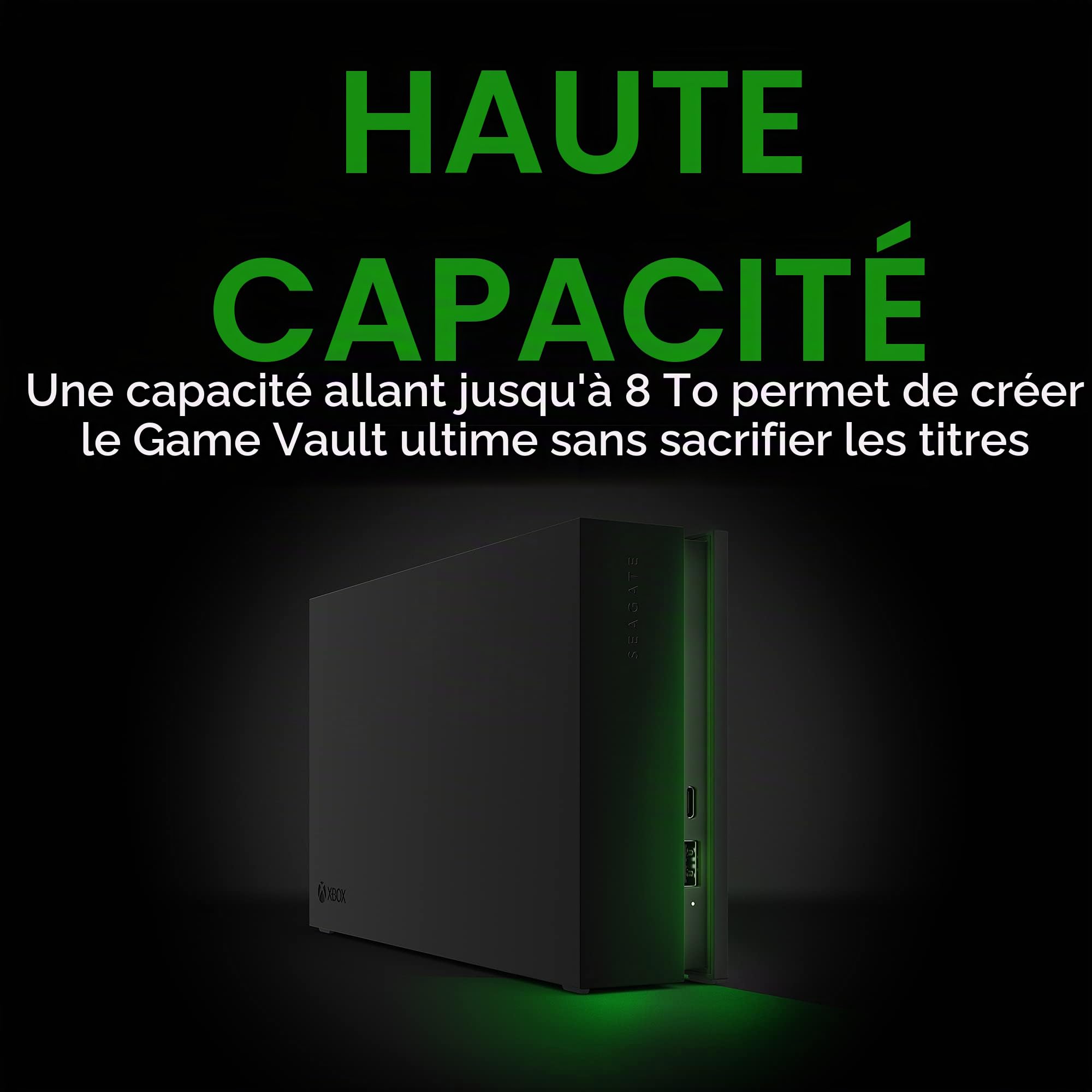 Seagate Game Drive Hub 8 To - Disque dur externe de bureau HDD - USB 3.2 1re génération, deux ports USB-C et USB-A, certifié Xbox, avec voyants LED RVB et services Rescue pendant 3 ans (STKW8000400)