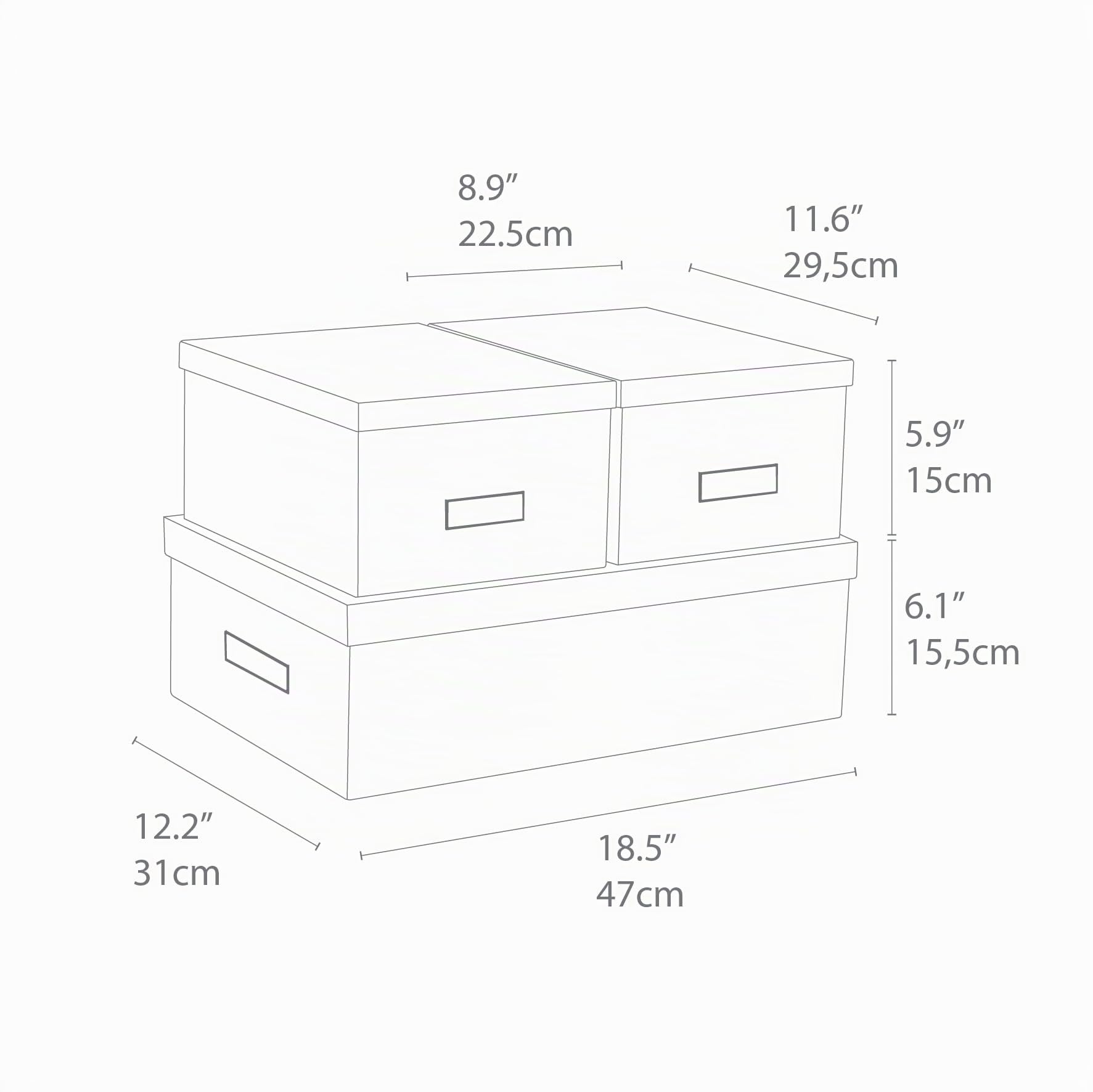 BIGSO INGE 3er-Set Aufbewahrungsboxen für das Schlaf-, Kinder-, Arbeits- oder Badezimmer – Ordnungsbox mit Deckel – Aufbewahrungskisten in Leinenoptik – beige