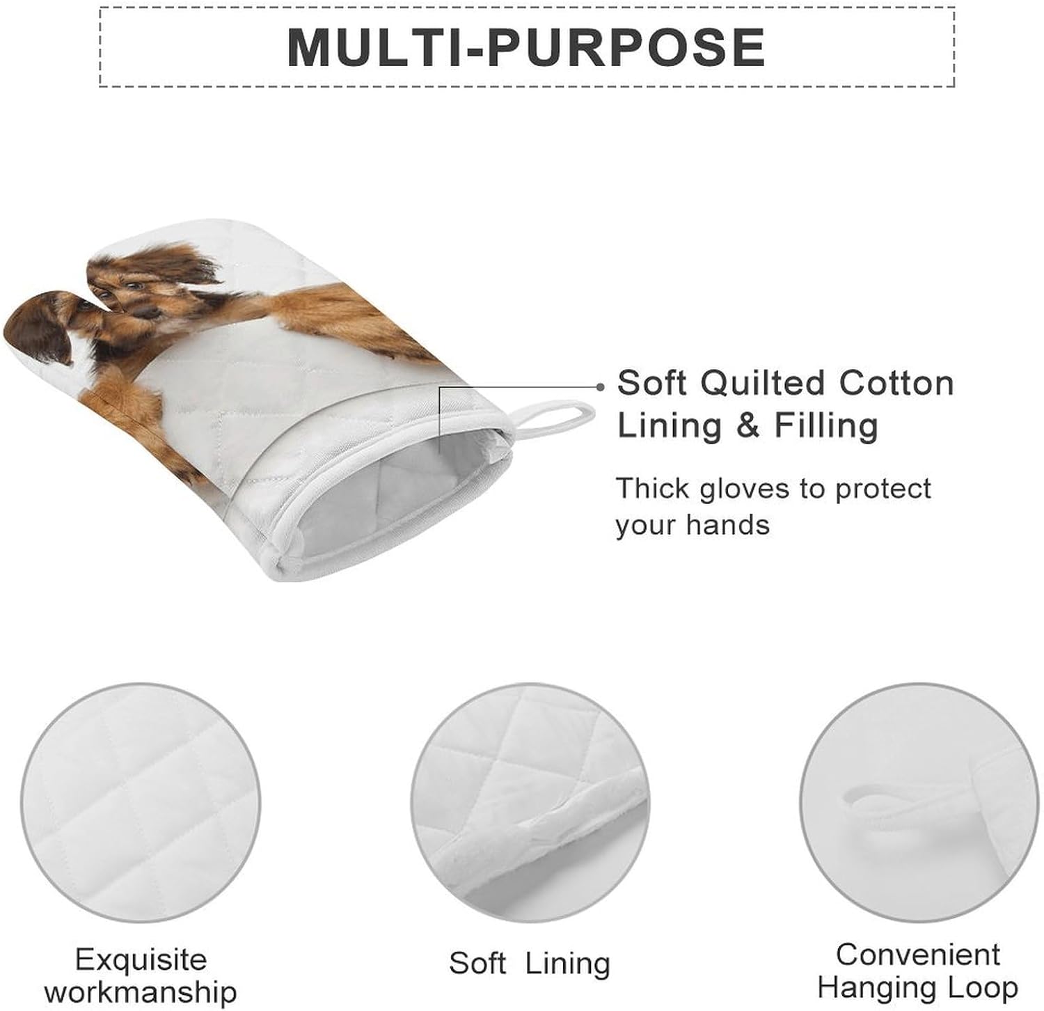 2 Pcs Oven Mitts Heat Resistant Kitchen Gloves Soft Safety Small Brown Dog Oven Glove for Microwave, Barbecue