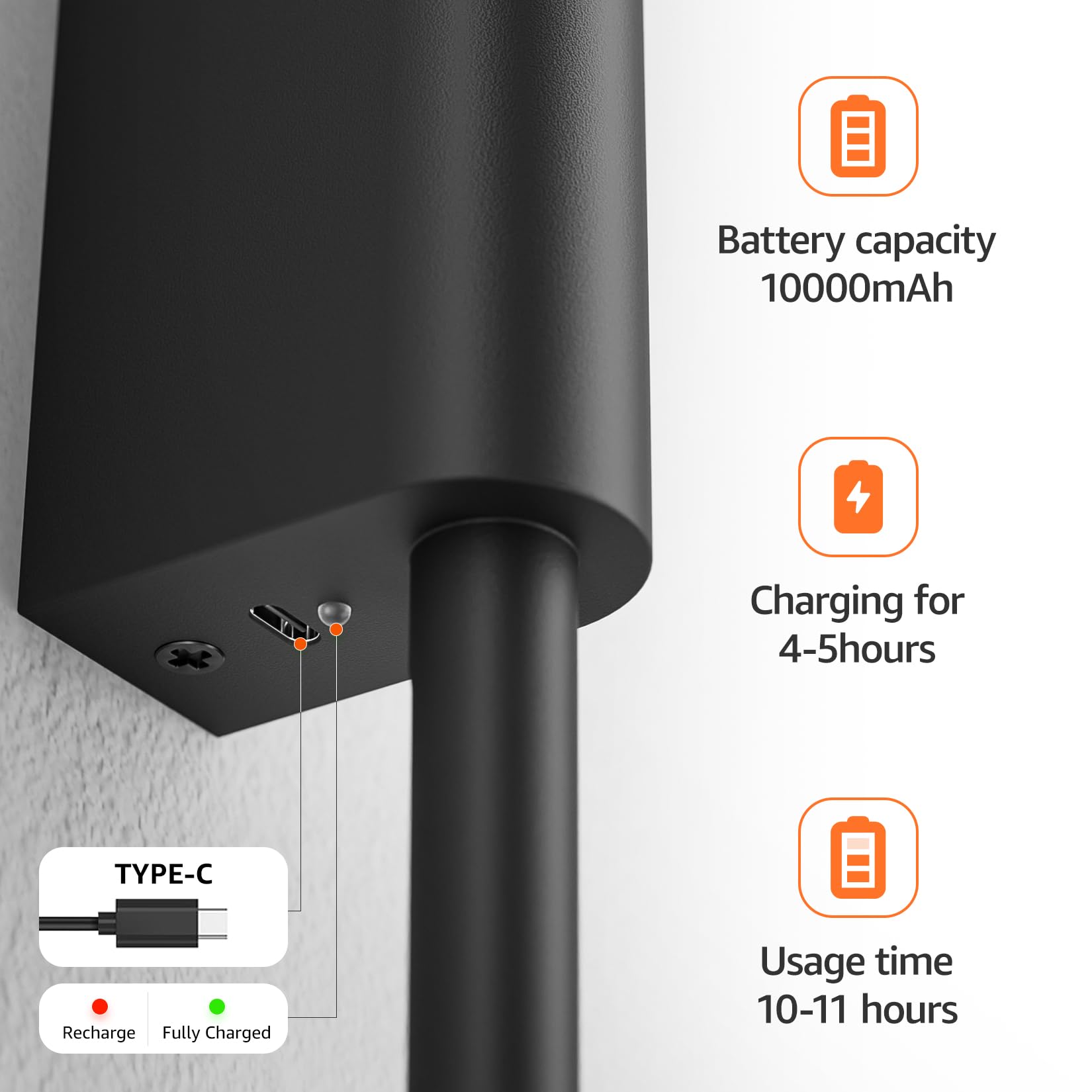 2 Stück LED Innen-Wandleuchte mit Akku Schwarz, Touch, Fernbedienung mit Timer & Schalter 60cm 7W, dimmbare batteriebetriebene Wandlampe für Wohnzimmer, Schlafzimmer und Flur