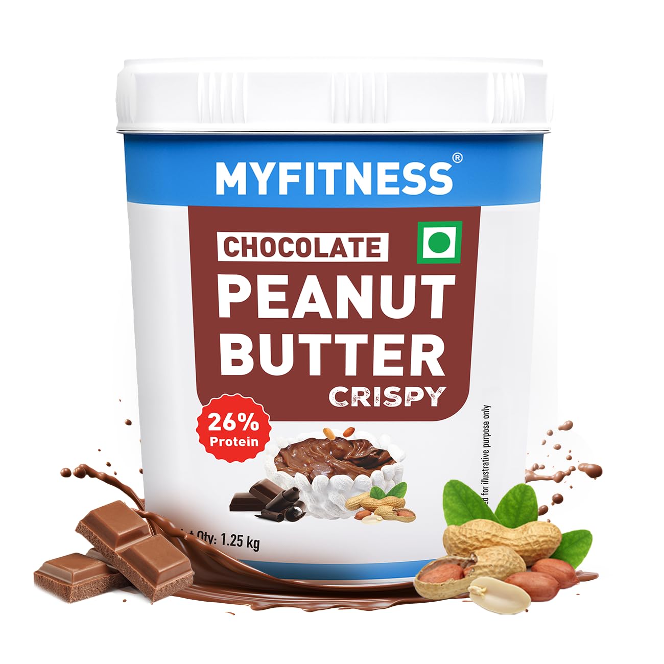 MYFITNESS Peanut Butter Chocolate Spread Crispy 1.2kg | 21g Protein & 8g Fiber | Tasty & Healthy Nut Butter Spread for Breakfast, Snacks | Cholesterol Free | Zero Trans Fat