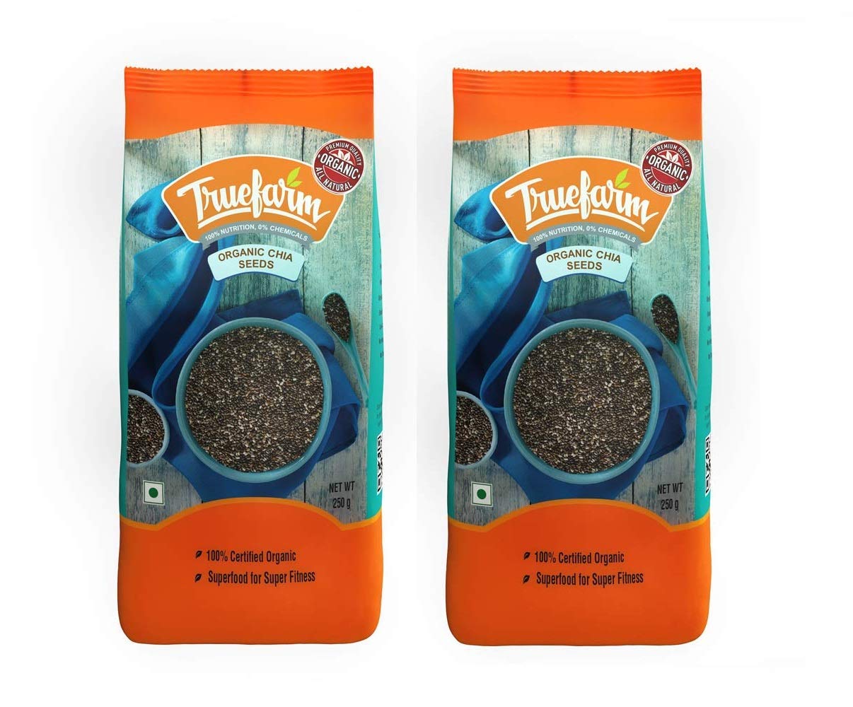 Truefarm Organic Chia Seeds | Helps with Weight Loss | Gluten Free Seeds | Rich in Antioxidants & Omega-3 | Protein-Rich Superfoods | NPOP Certified | Pack of 2 (250g Each) (B08PS7V5H2) Amazon Price History, Amazon Price Tracker