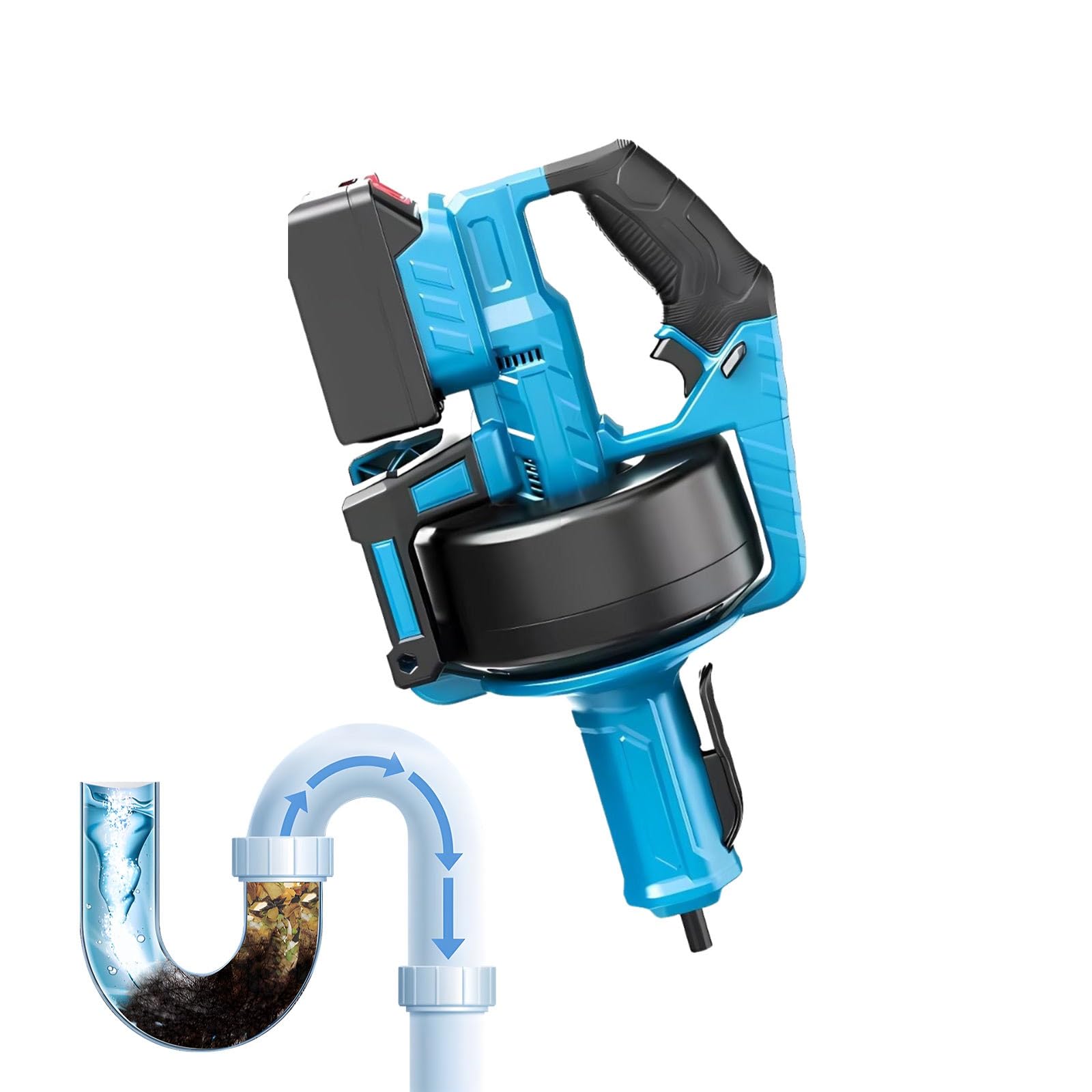 Herramienta De Fontanería Desatascador Sin Cable, Serpiente Eléctrica 7m, Limpiador De Tuberías Eléctrico, Desatascador a Batería Para Baño, Cocina Y Ducha