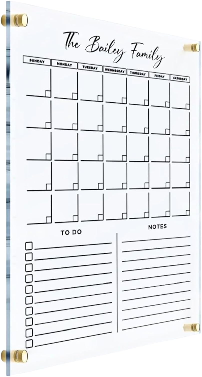 Acrylic Family Planner Wall Calendar - Personalized Calendar 2026, Personalized Dry Erase Board, Monthly and Weekly Planner, New Home Gift, Housewarming Gift