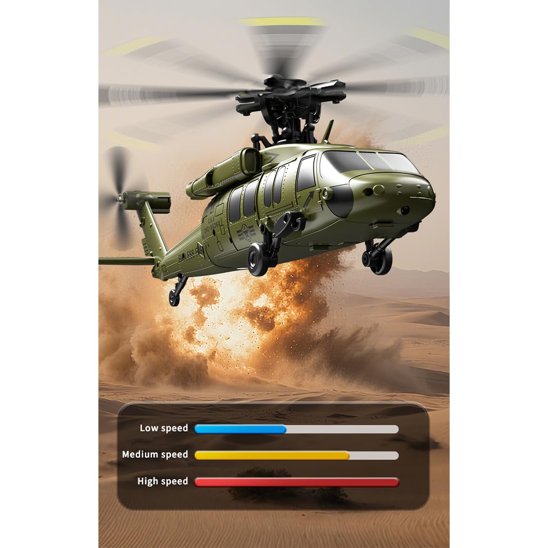 UH-60 Elicottero telecomandato per adulti, 2.4G 5CH Flybarless RC elicottero con volo invertito con una chiave, mantenimento dell'altitudine barometrica e posizionamento del flusso ottico, regali per