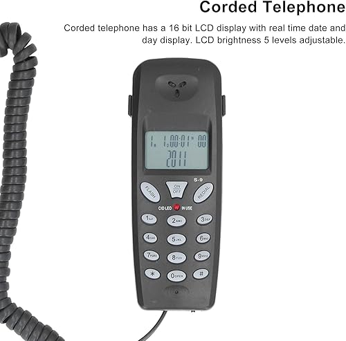 Miniatura 4 de Cuifati Teléfono con cable, pantalla LCD de 16 bits con cable Teléfono con cable con función de pausa de redireccionamiento con FSK, ID de llamadas