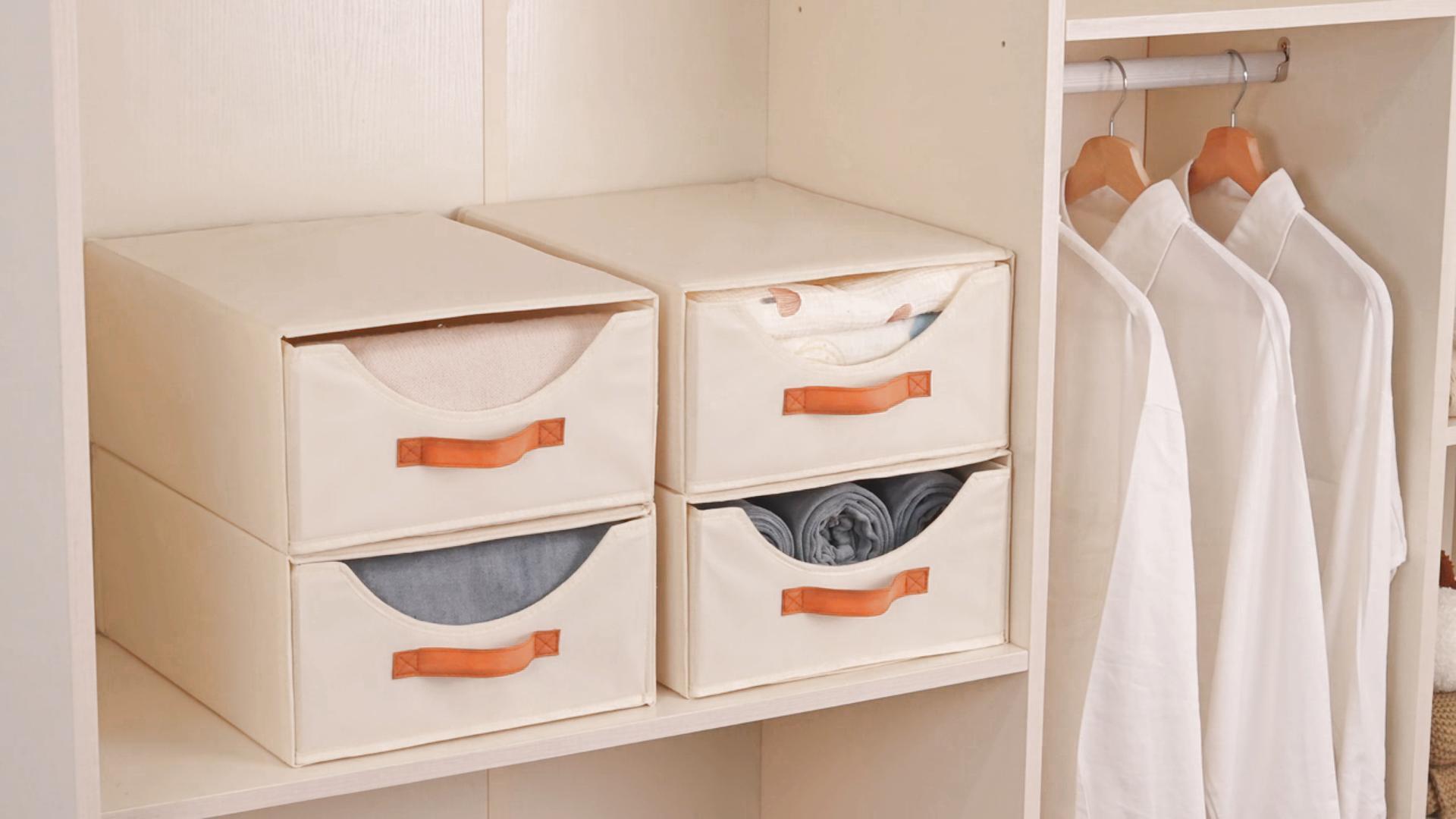 Foldable Storage Bins With Drawers DIMJ Pull-Out Storage Bins With ...