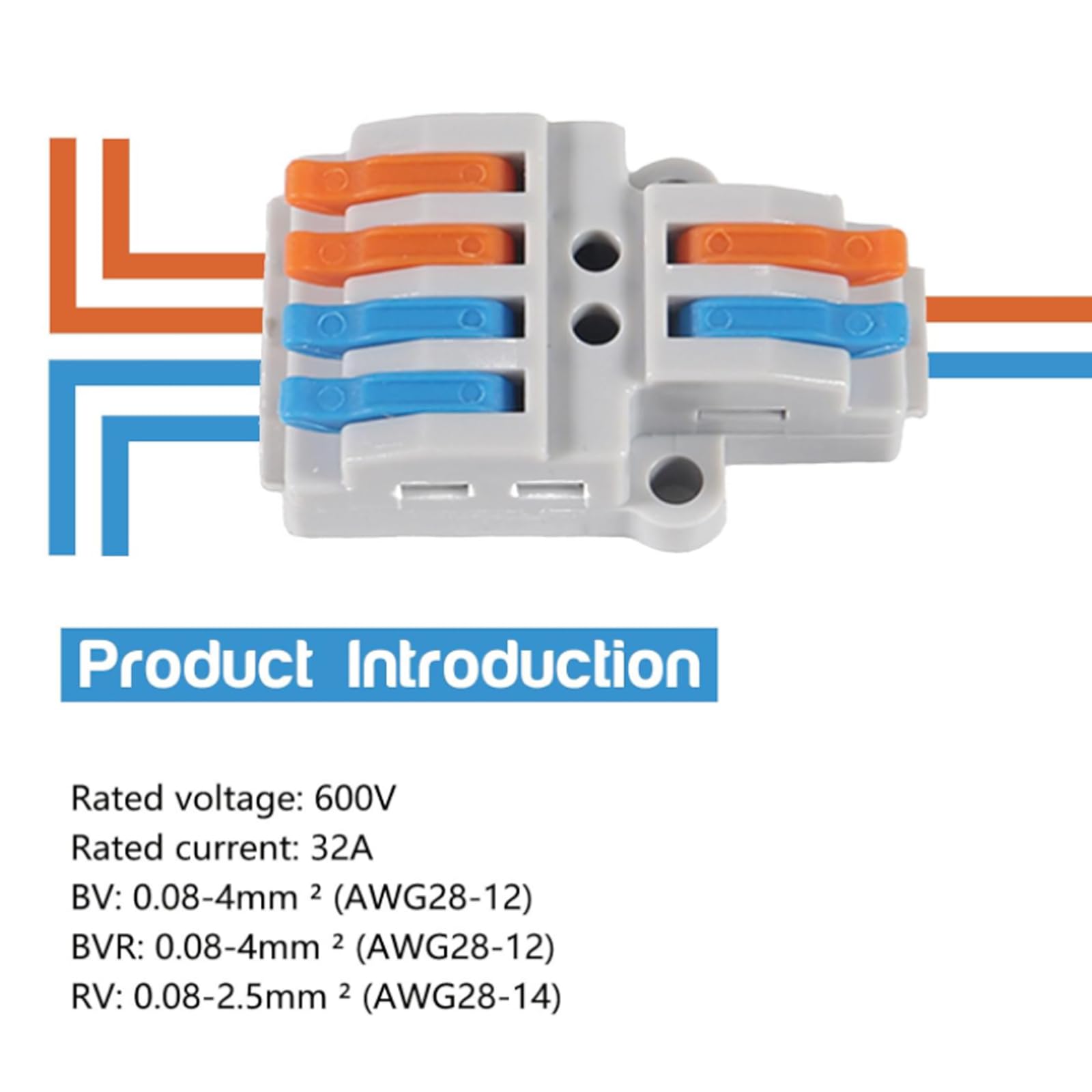 AEDIKO 10pcs Lever Wire Connectors 2 IN 4 OUT Quick Wiring Cable Connector Compact Wire Terminal Block for 28-12 AWG, 28-14 AWG - Image 2
