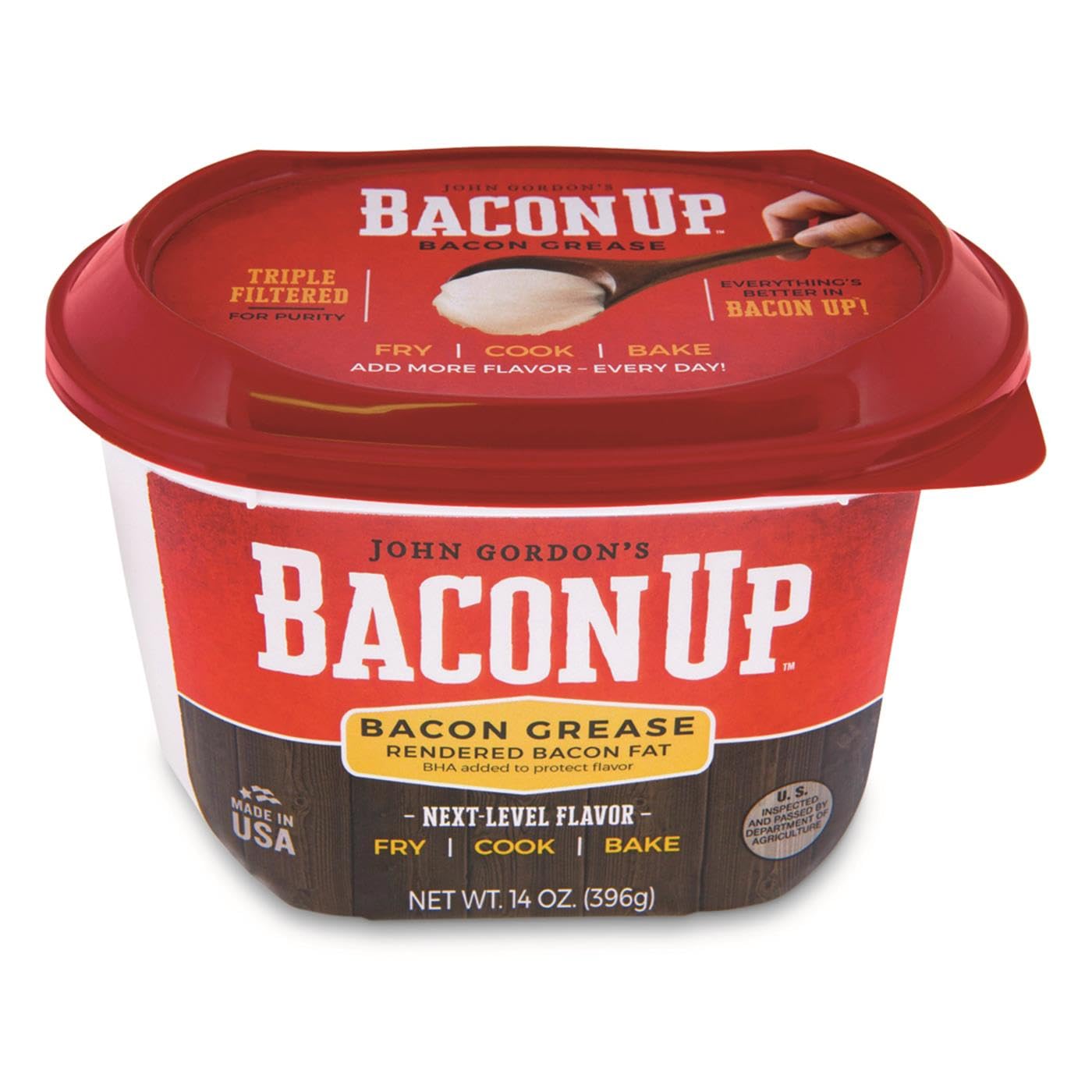 Bacon Up Bacon Grease Rendered Bacon Fat for Frying, Cooking, Baking, 14 ou