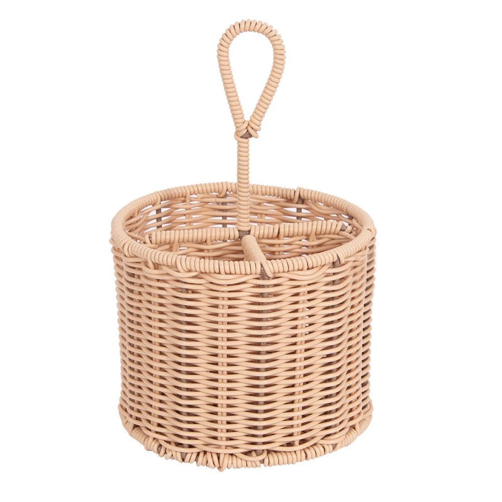Yöl Single Table Cutlery Rattan Wicker Basket Table Carry Handle Knife Fork Spoon Napkin Summer Outdoor Dining