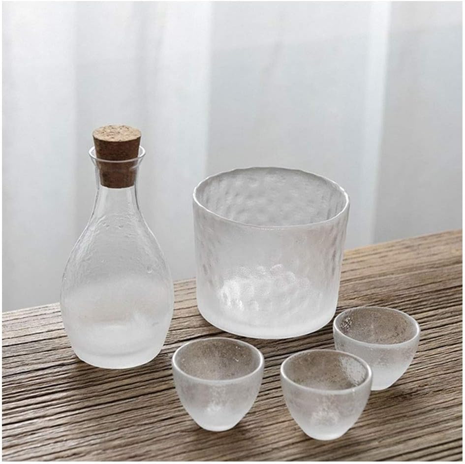 Sake Sets Transparent White Glass Sake Set Craft Wine Japanese Sake Set/cold/hot/tea/wine Glass Japanese Sake Set 4/5/6 Piece Set Sake Bottle (Size : C) ()