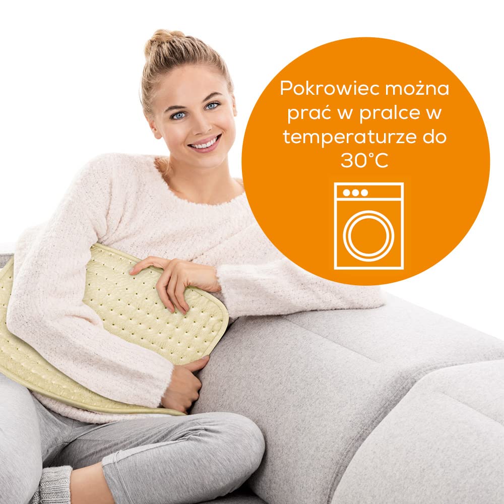 Beurer Hk 45 Poduszka grzewcza, z 3 poziomami temperatury, z szybkim nagrzewaniem, miękka poszewka na poduszkę, nadająca się do prania
