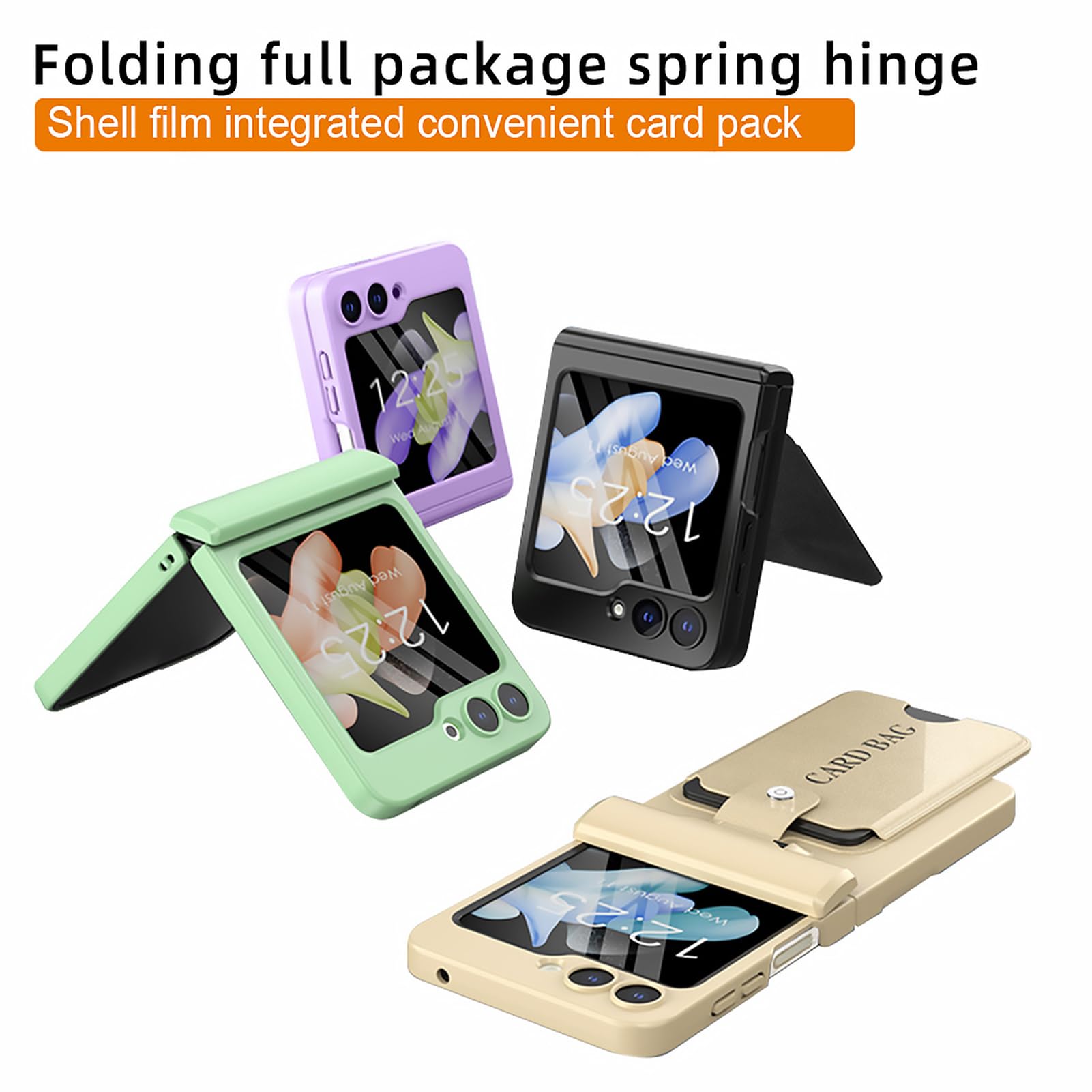 CIRONI Custodia per Schede per Samsung Galaxy Z Flip 5, Custodia con Cerniera Cover in Pellicola Temperata AntiGraffio per Piccolo Schermo,Verde