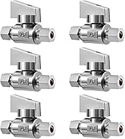 Vista 10 de Paquete de 2 válvulas de ángulo de compresión de 1/4 pulgadas de latón de alta calidad x 1/4 pulgadas de ángulo recto de agua de cuarto de vuelta