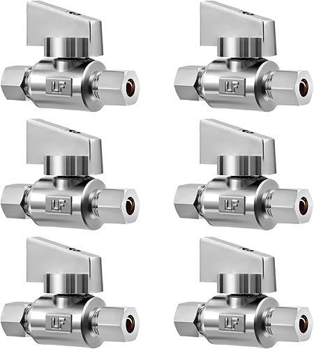 Vista 10 de Paquete de 2 válvulas de ángulo de compresión de 1/4 pulgadas de latón de alta calidad x 1/4 pulgadas de ángulo recto de agua de cuarto de vuelta