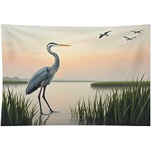 ZEYGC Heron Bathed in Morning Light Tapestry, Polyester Print Wall Hanging, Tapesties for Bedroom Dorm Living Room, Aesthetic Home Decor for Adults And Family 60"x90"