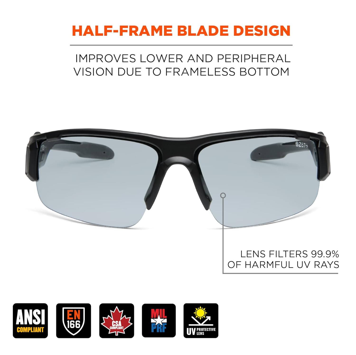 Ergodyne Skullerz DAGR Anti Scratch Safety Glasses, Anti-Fog, ANSI z87.1