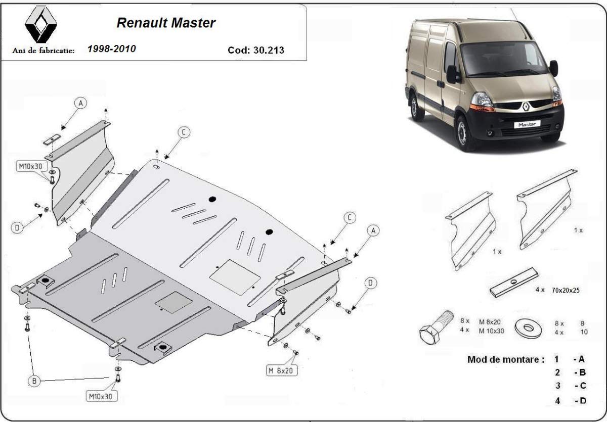 Protection sous moteur métallique compatible avec Renault Master 2 Scut Protection