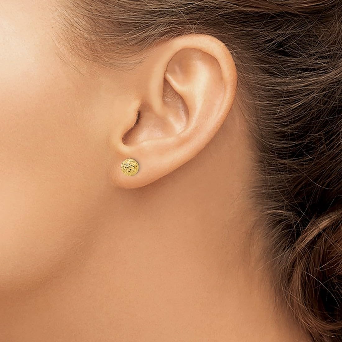 14k Yellow Gold Polished Sparkle-Cut Ball Post Earrings 6x6mm Wide Ball Earring for Women