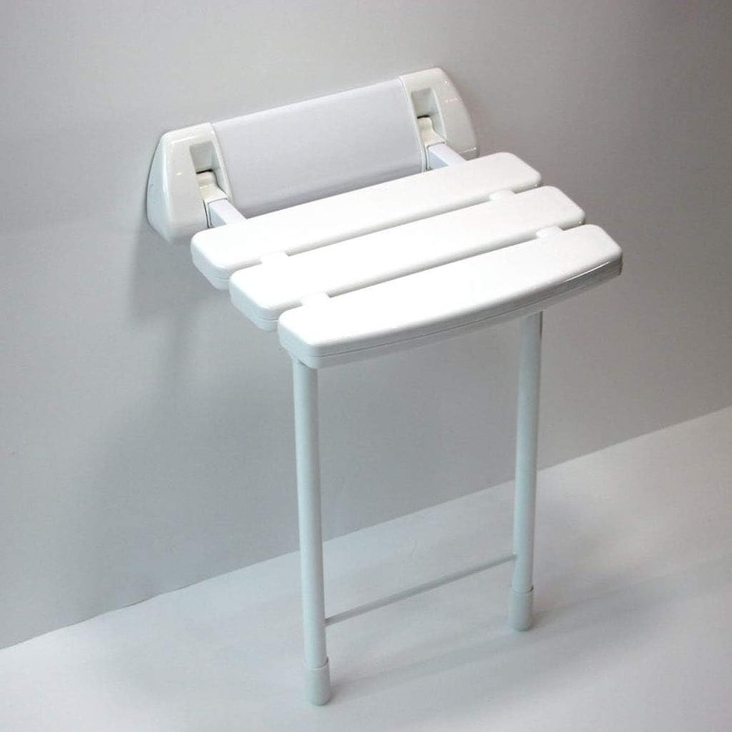 Silla de Ducha Abatible Extensible Plegable Montaje en Pared con Patas de Apoyo para Baño Inodoro Asiento Antideslizante Ayuda Seguridad Mayores Peso Máx 180 kg