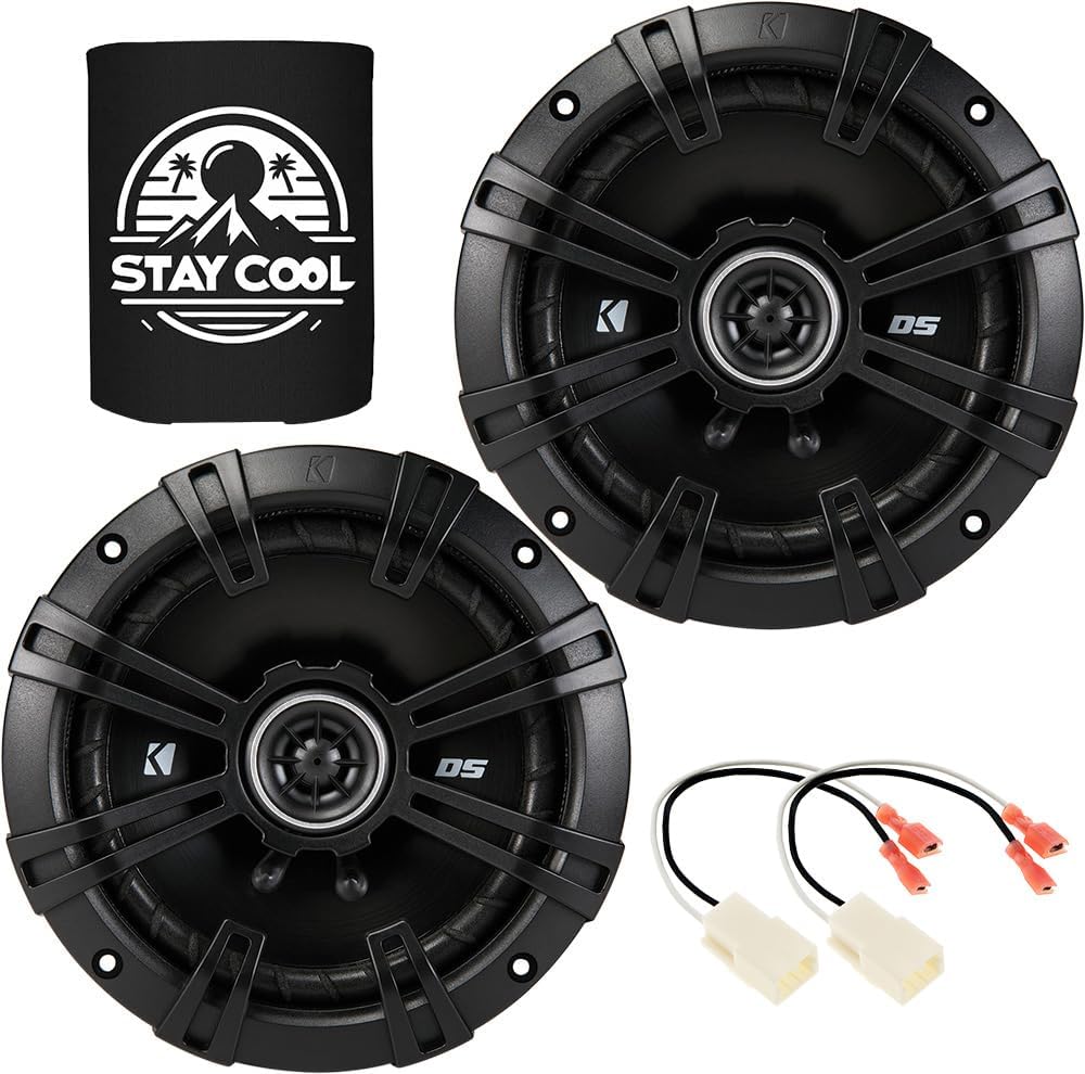 KICKER Speakers 6.5 inch for Jeep Wrangler/JK 2007-2018 Upgrade Kit - Pair of DS Series with Harness, Coaxial 6 1/2 Car Audio Front Dash Speaker DSC650, 43DSC6504