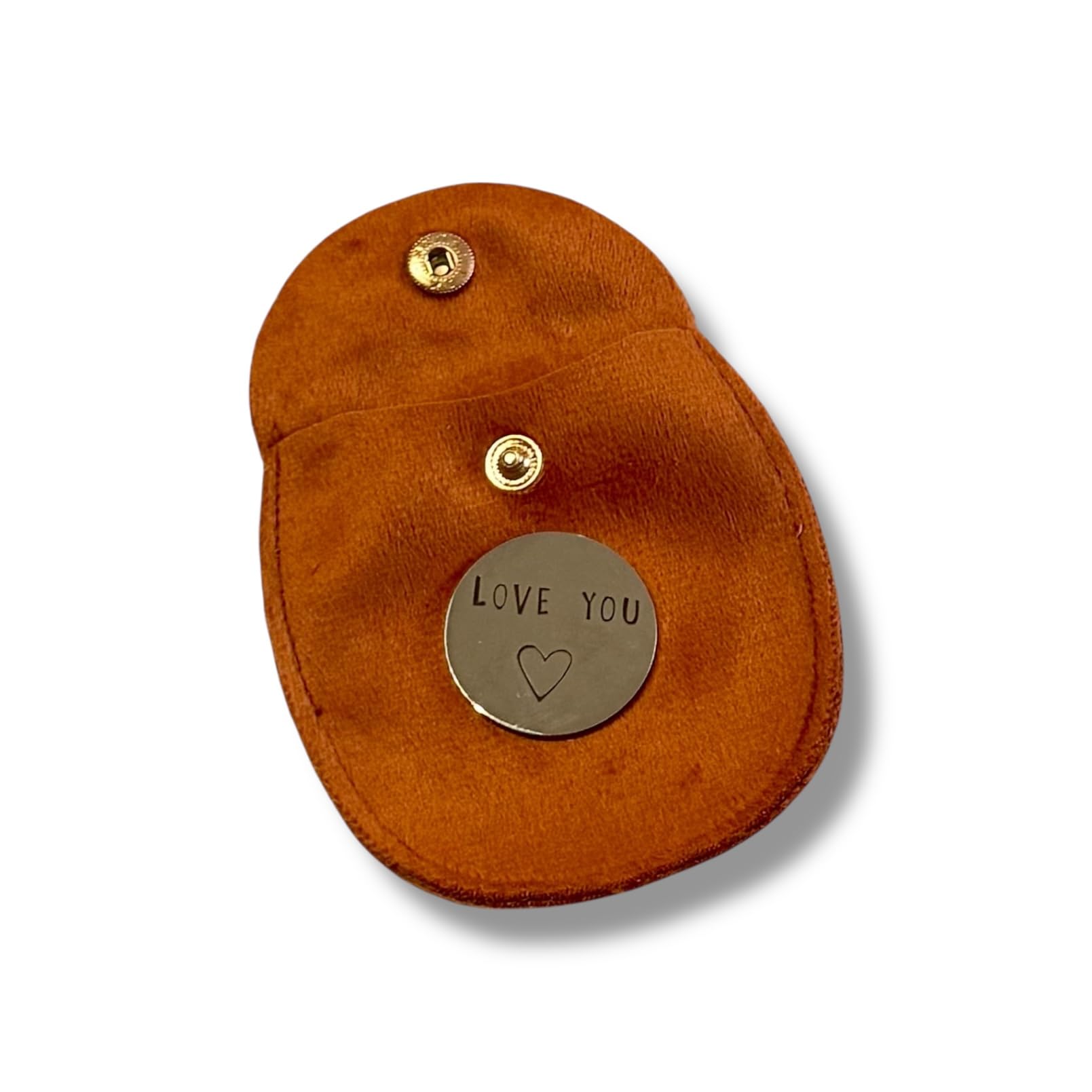 Decorative Love Coin with 'Love You' Message, Gift Pouch Included, Brown