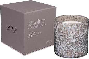 LAFCO New York Signature Candle, Lavender Flower - 15.5 oz - 90-Hour Burn Time - Reusable, Hand Blown Glass Vessel - Made in the USA