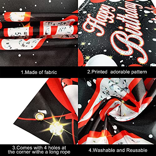 Katchon, Xtralarge Red Happy Birthday Banner - 72X44 Inch Diamond Red And Black Birthday Decorations, Happy Birthday Banner Red And Black For Red Birthday Decorations | Red Happy Birthday Backdrop #TOP4