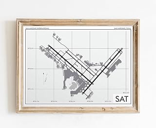 Modern Poster of San Antonio Intl Airport Sat | 11x17 12x18 16x24 24x36 Unframed Wall Art | Minimal Traveler Print for Gift | Minimalist Home Office Decor
