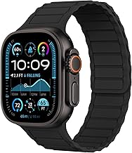 Magnetic Link Solo Loop Sport Silicone Bands Compatible with Apple Watch Ultra 3/2/1 49mm, Series 11/10 46/42mm, 9/8/7 45/41mm, SE 6/5/4 44/40mm, 3/2/1 42/38mm for Women Men