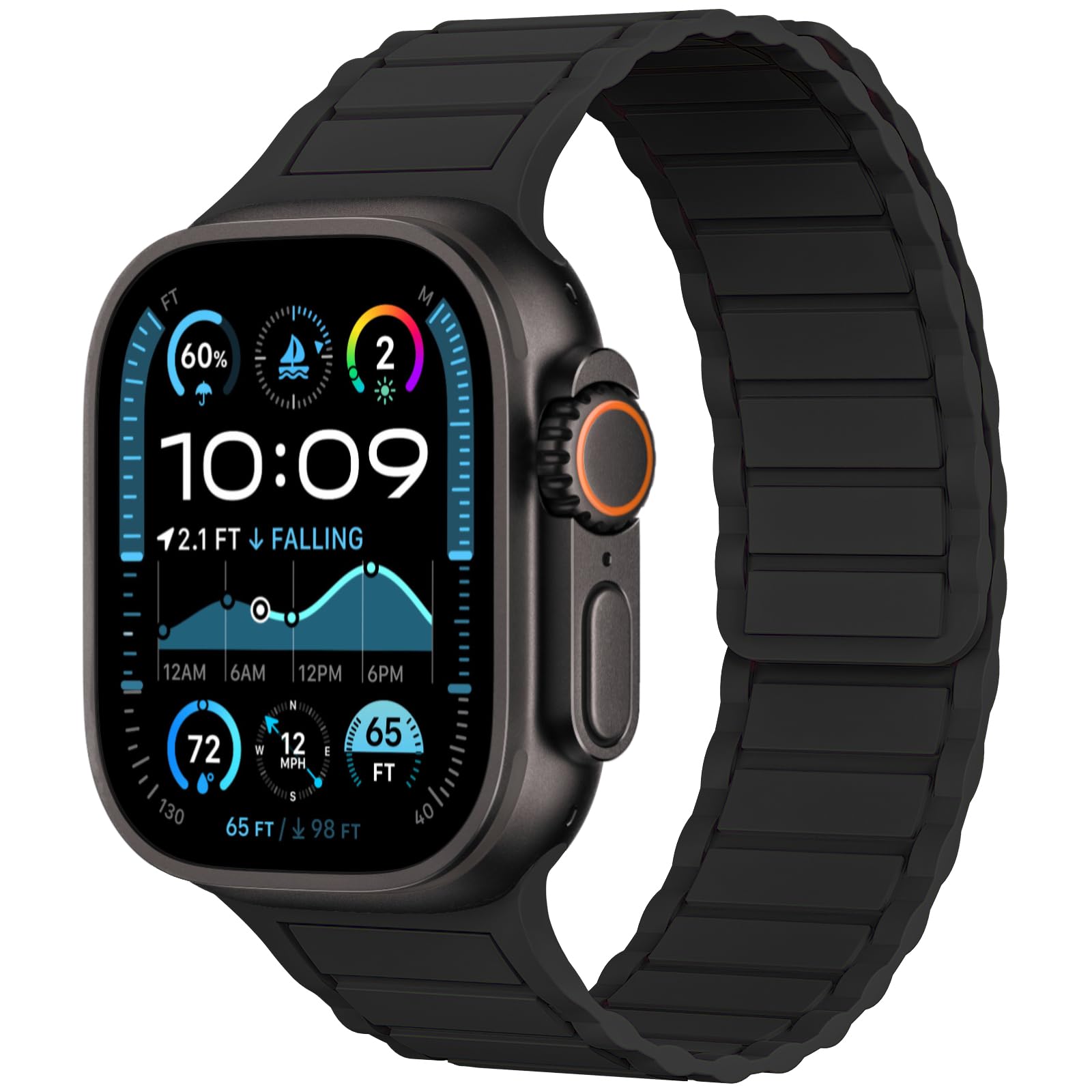 THWALK Magnetic Link Solo Loop Sport Silicone Bands Compatible with Apple Watch Ultra 3/2/1 49mm, Series 11/10 46/42mm, 9/8/7 45/41mm, SE 6/5/4 44/40mm, 3/2/1 42/38mm for Women Men