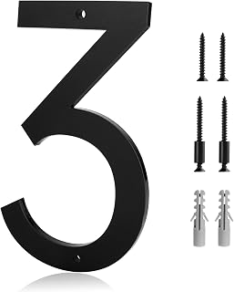 5 Inch Address Numbers for House 3 - Easy Installation With Screw Set, Includes Hardware for Flush or Floating Mount, Frosted Matte Black Acrylic Address Mailbox Numbers for Door, Exterior, Porch