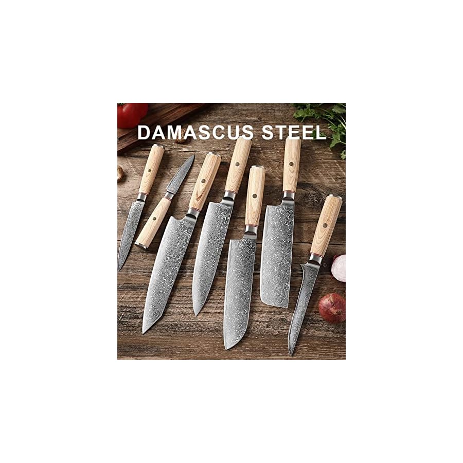 Kitchen-Knife-Sets-7-PCS-Kitchen-Knives-Sets-67-Layer-VG10-Damascus-Steel-Pakkawood-Handle-Paring-Boning-Nakiri-Santoku-Chef-Knife-MAYiT2855 Kitchen Knife Sets, 7 PCS Kitchen Knives Sets 67 Layer VG10 Damascus Steel Pakkawood Handle Paring Boning Nakiri Santoku Chef Knife, MAYiT2855