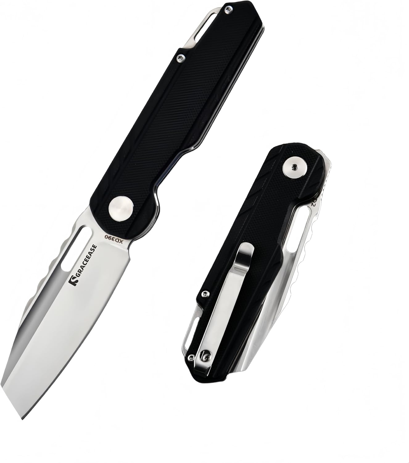 D2 Steel Folding Pocket Knife - EDC Utility Knife with G10 Handle for Camping, Hiking(Black)
