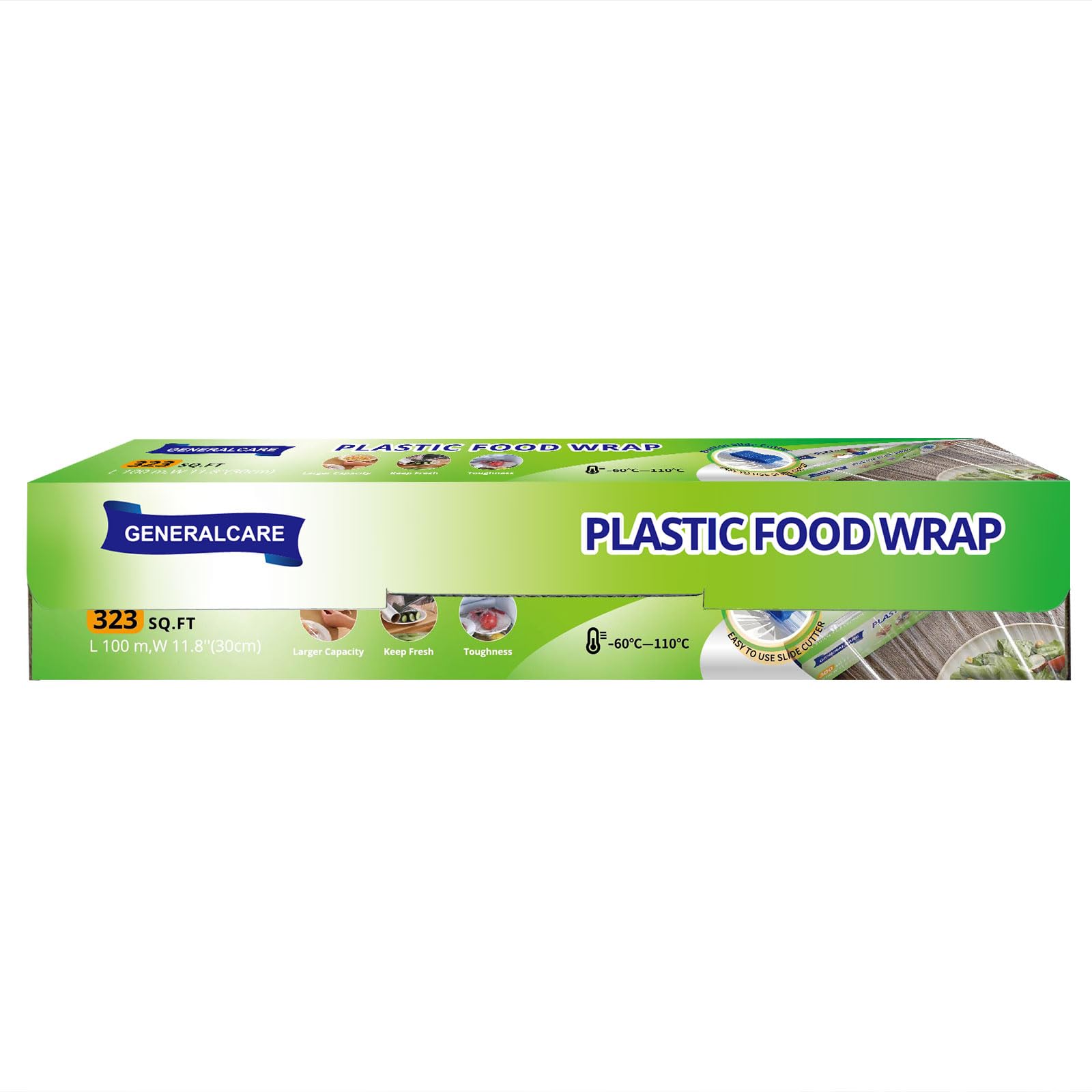 Press & Seal Plastic Cling Wrap Dispenser with Cutter - 12 Inch x 300 Sq Ft, Keeps Food Fresh