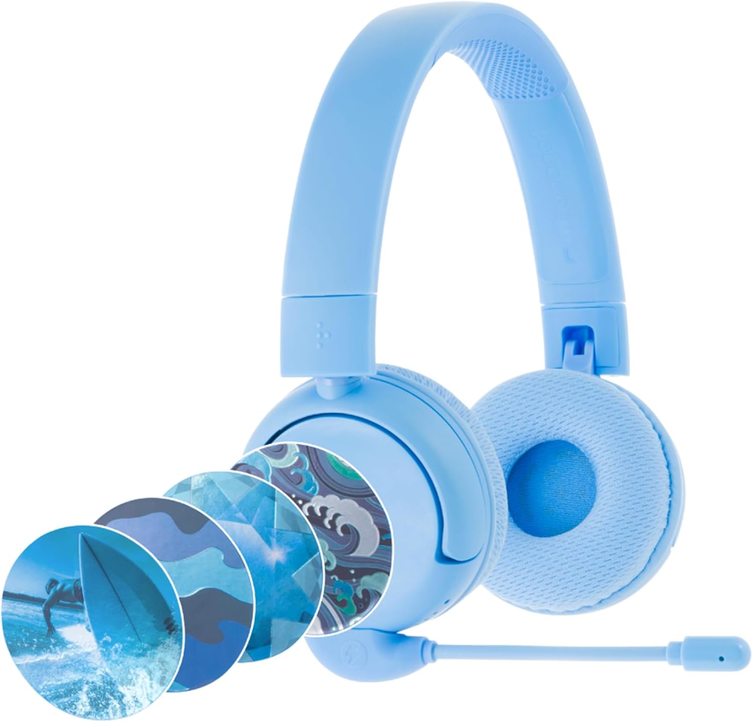 Made for Amazon Bluetooth Kids Headphones with Boom Microphone Ages (7-12) | Blue