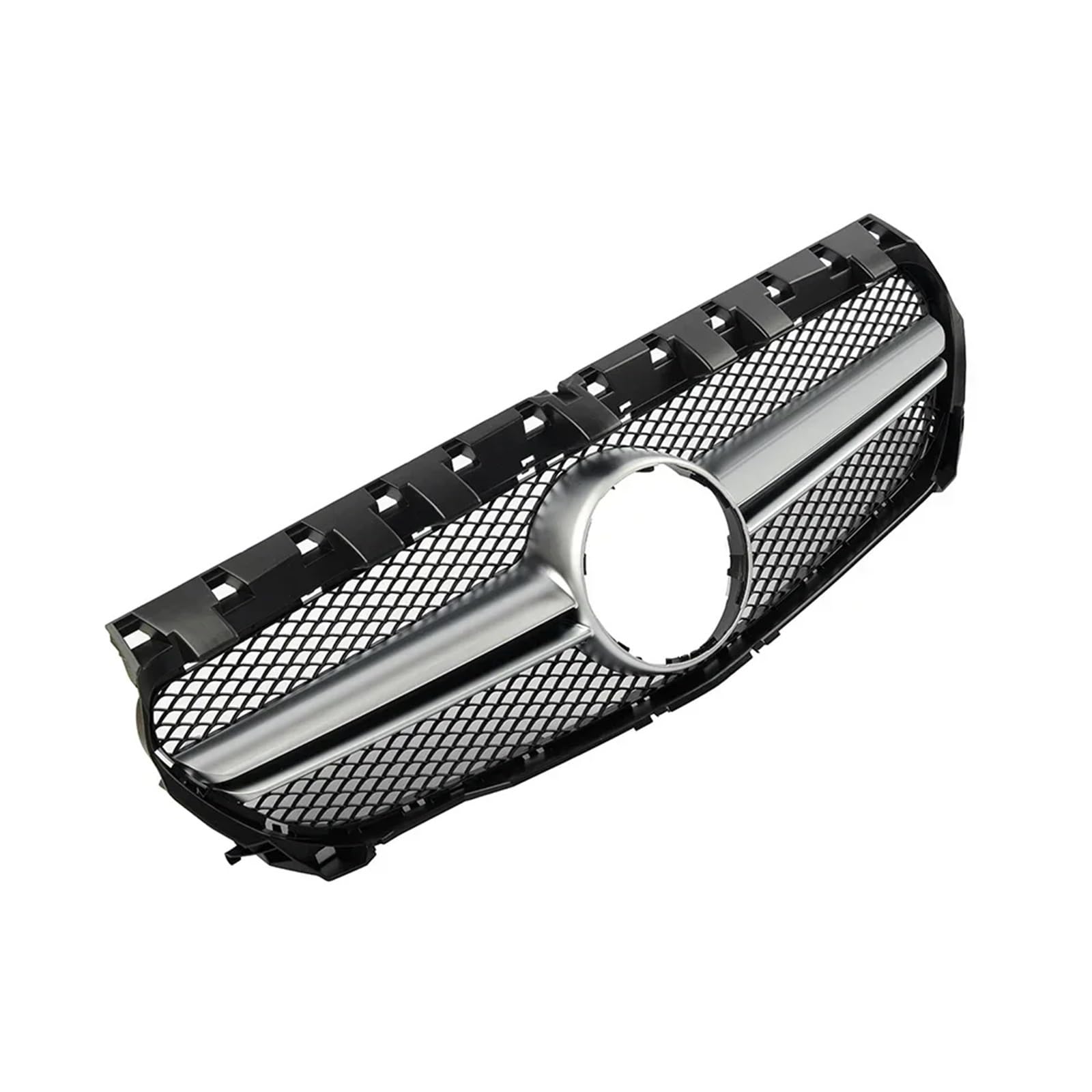 chrome grill przedni Przedni zderzak Grille Inlet Grill GT Diamond pasuje do Mercedes C117 W117 Benz 2013-2019 Tuning Facelift Chrome Silver AMG(AMG-Silver)
